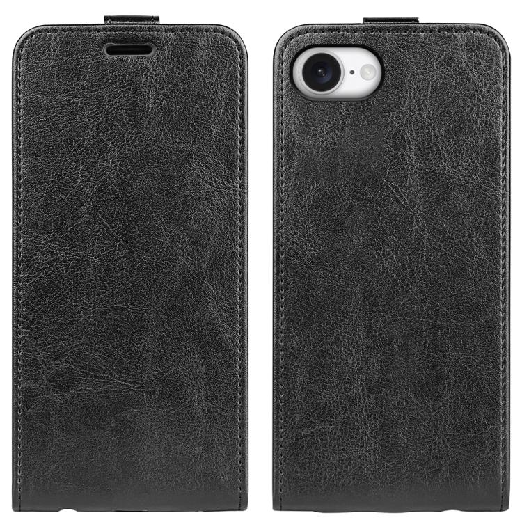 غطاء هاتف من الجلد بنمط R64 مع قلب عمودي مفرد، لهواتف iPhone 17e / 16e، iPhone 17 Pro Max، iPhone 17 Pro، iPhone 17، iPhone Air، iPhone 16 Pro Max، iPhone 16 Pro، iPhone 16 Plus، iPhone 16، iPhone 15 Pro Max