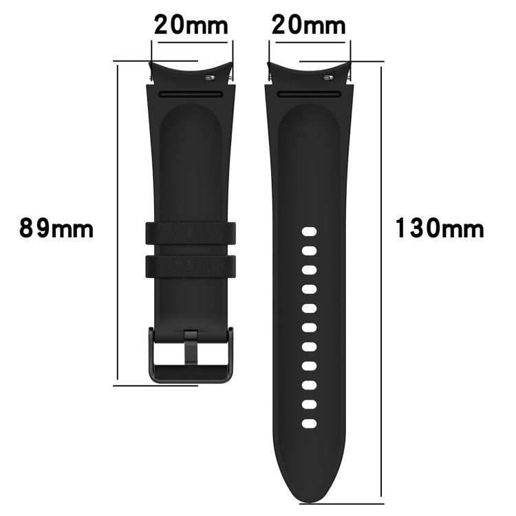 Silicone Leather Black Buckle Watch Band, For Samsung Galaxy Watch 6 Classic, For Samsung Galaxy Watch 6