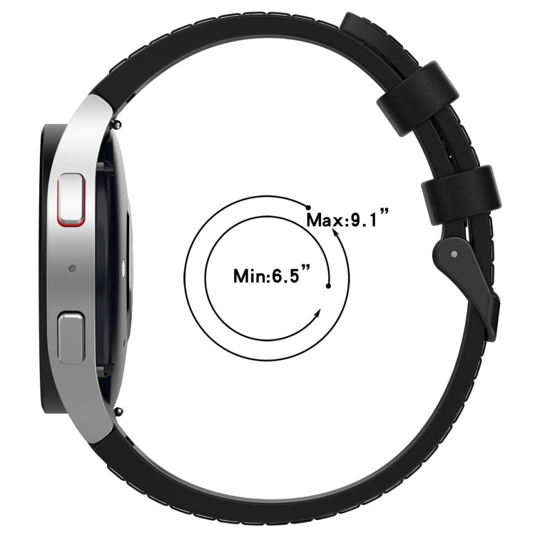Silicone Leather Black Buckle Watch Band, For Samsung Galaxy Watch 6 Classic, For Samsung Galaxy Watch 6