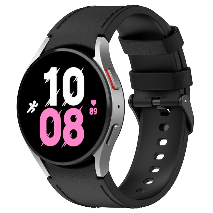 Silicone Leather Black Buckle Watch Band, Size:S, For Samsung Galaxy Watch 6 Classic, For Samsung Galaxy Watch 6