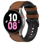 Silicone Leather Black Buckle Watch Band, Size:S, For Samsung Galaxy Watch 6 Classic, For Samsung Galaxy Watch 6