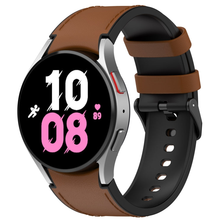 Silicone Leather Black Buckle Watch Band, Size:S, For Samsung Galaxy Watch 6 Classic, For Samsung Galaxy Watch 6