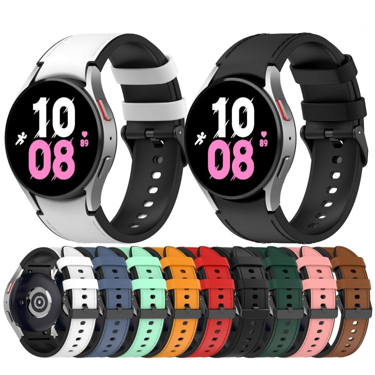 Silicone Leather Black Buckle Watch Band, Size:S, For Samsung Galaxy Watch 6 Classic, For Samsung Galaxy Watch 6