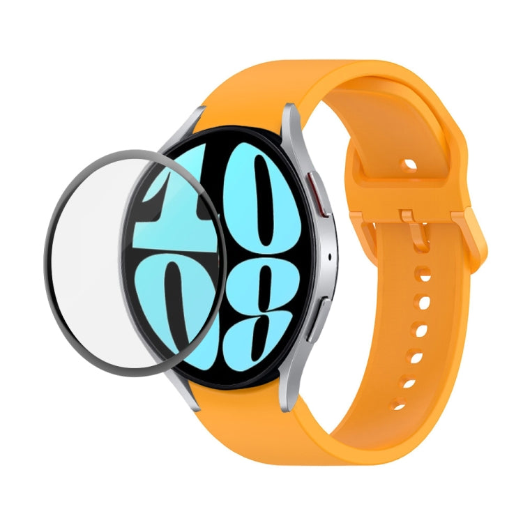 JUNSUNMAY Silicone Adjustable Strap + Full Coverage PMMA Screen Protector Kit, For Samsung Galaxy Watch6 Classic 47mm, For Samsung Galaxy Watch6 44mm, For Samsung Galaxy Watch6 40mm