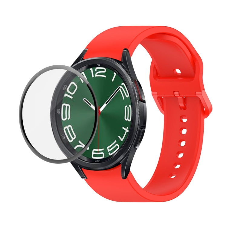JUNSUNMAY Silicone Adjustable Strap + Full Coverage PMMA Screen Protector Kit, For Samsung Galaxy Watch6 Classic 47mm, For Samsung Galaxy Watch6 44mm, For Samsung Galaxy Watch6 40mm