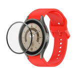 JUNSUNMAY Silicone Adjustable Strap + Full Coverage PMMA Screen Protector Kit, For Samsung Galaxy Watch6 Classic 43mm, For Samsung Galaxy Watch5 44mm, For Samsung Galaxy Watch5 Pro 45mm