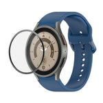 JUNSUNMAY Silicone Adjustable Strap + Full Coverage PMMA Screen Protector Kit, For Samsung Galaxy Watch6 Classic 43mm, For Samsung Galaxy Watch5 44mm, For Samsung Galaxy Watch5 Pro 45mm