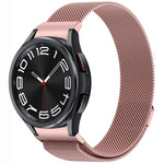 سوار ساعة معدني مغناطيسي بنمط زر ميلان، لساعات Samsung Galaxy Watch 6 Classic، وSamsung Galaxy Watch5 / 5 Pro، وSamsung Galaxy Watch4 / 4 Classic 46mm، وSamsung Galaxy Watch3 41mm