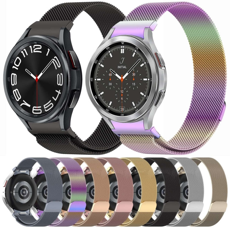 سوار ساعة معدني مغناطيسي بنمط زر ميلان، لساعات Samsung Galaxy Watch 6 Classic، وSamsung Galaxy Watch5 / 5 Pro، وSamsung Galaxy Watch4 / 4 Classic 46mm، وSamsung Galaxy Watch3 41mm