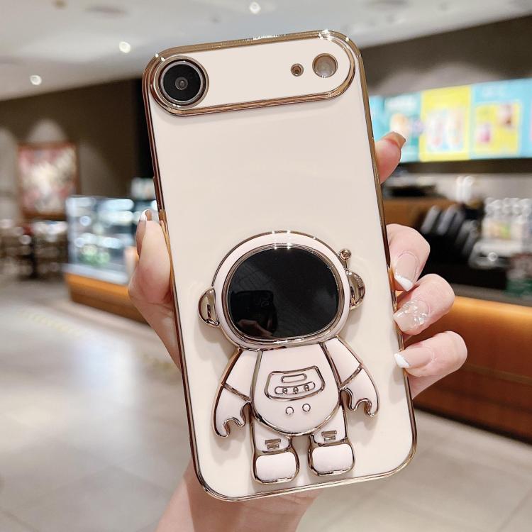 Electroplating Astronaut Holder Phone Case, For iPhone 17e / 16e, For iPhone 17 Pro Max, For iPhone 17 Pro, For iPhone 17, For iPhone Air, For iPhone 16 Pro Max, For iPhone 16 Pro, For iPhone 16 Plus