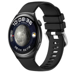Liquid Glossy Silver Buckle Silicone Watch Band, For Huawei Watch GT4 46mm 22mm, For Huawei Watch GT4 41mm 18mm, For Huawei Watch 4 Pro 22mm, For Huawei Watch 4 22mm