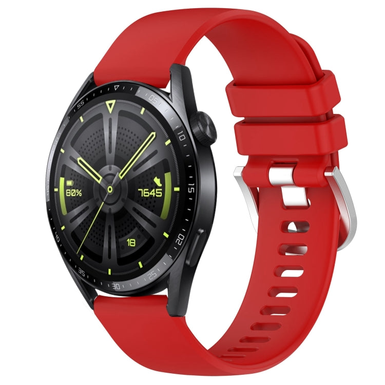 Liquid Glossy Silver Buckle Silicone Watch Band, For Huawei Watch GT3 42mm 20mm, For Huawei Watch 3 22mm, For Huawei Watch GT2 Pro 22mm, For Huawei Watch GT2 46mm 22mm