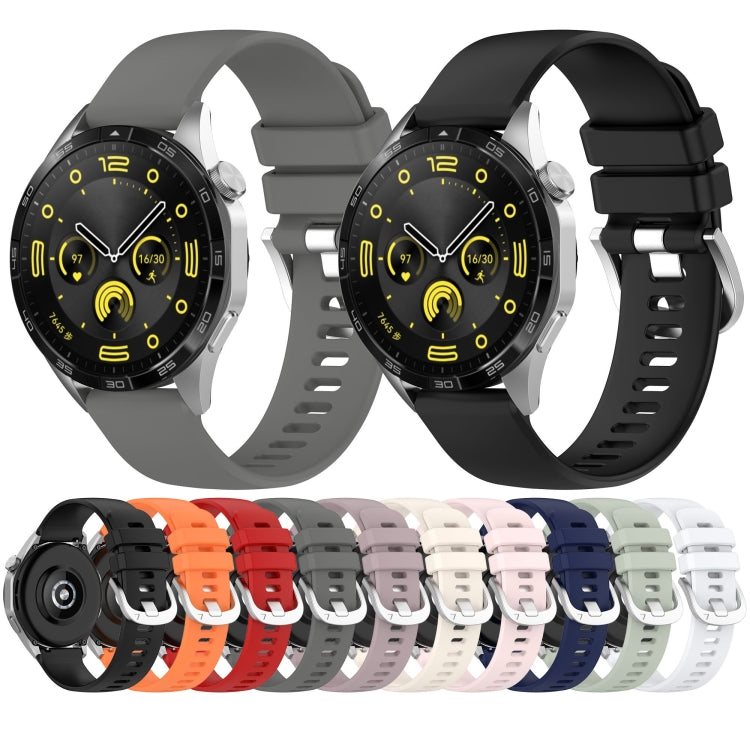 Liquid Glossy Silver Buckle Silicone Watch Band, For Huawei Watch GT4 46mm 22mm, For Huawei Watch GT4 41mm 18mm, For Huawei Watch 4 Pro 22mm, For Huawei Watch 4 22mm