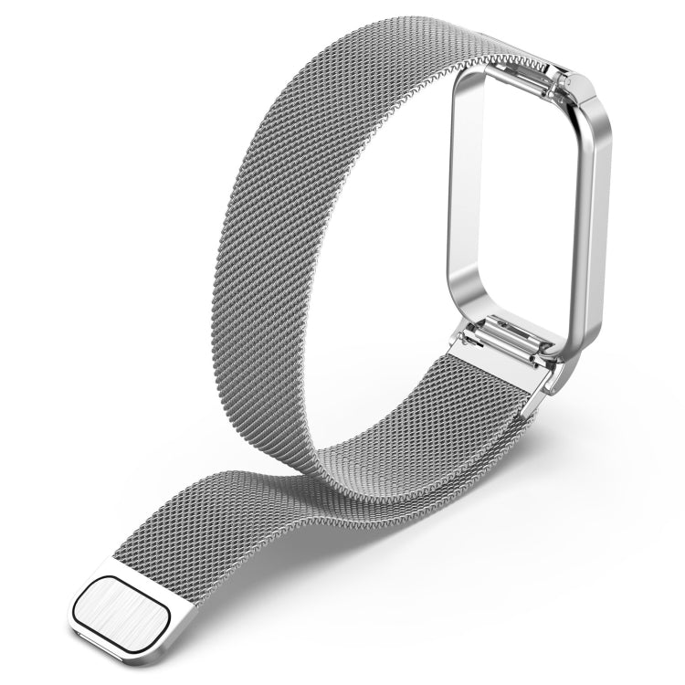 For Xiaomi Mi Band 8 Active Milan Magnetic Metal Steel Mesh Watch Band + Watch Frame, Silver, Black, Gold, Rose Gold, Dark Blue