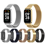 For Xiaomi Mi Band 8 Active Milan Magnetic Metal Steel Mesh Watch Band + Watch Frame, Silver, Black, Gold, Rose Gold, Dark Blue
