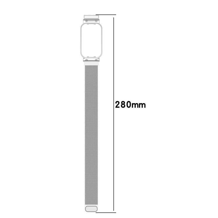 For Xiaomi Mi Band 8 Active Milan Magnetic Metal Steel Mesh Watch Band + Watch Frame, Silver, Black, Gold, Rose Gold, Dark Blue