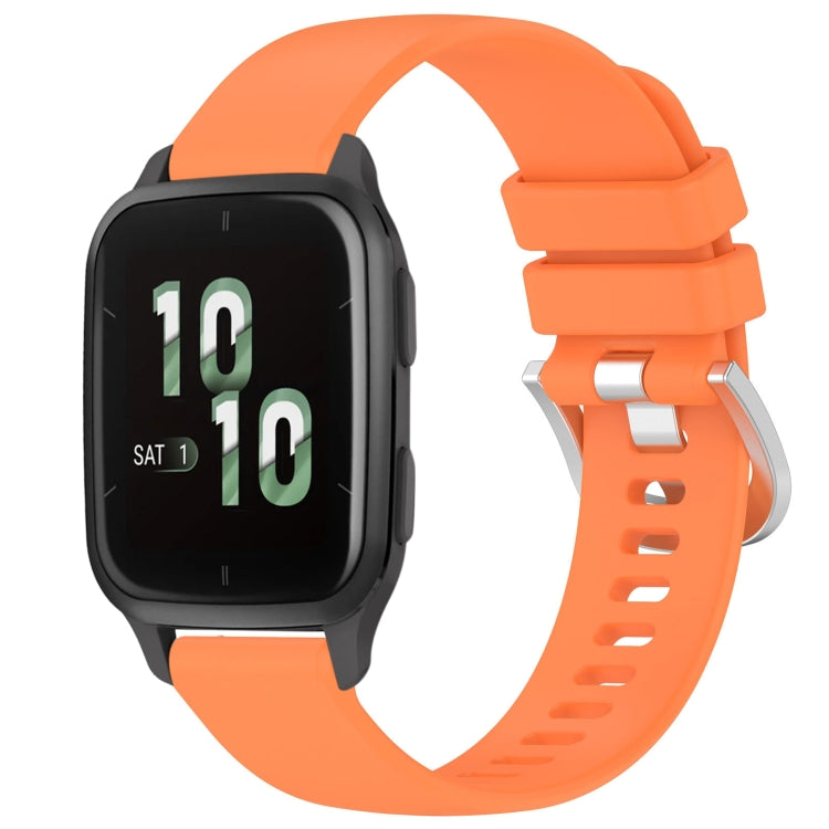 Liquid Glossy Silver Buckle Silicone Watch Band, For Garmin Active5, For Garmin VivoMove Trend, For Garmin Venu SQ2, For Garmin Venu / Venu SQ