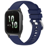 Liquid Glossy Silver Buckle Silicone Watch Band, For Garmin Active5, For Garmin VivoMove Trend, For Garmin Venu SQ2, For Garmin Venu / Venu SQ