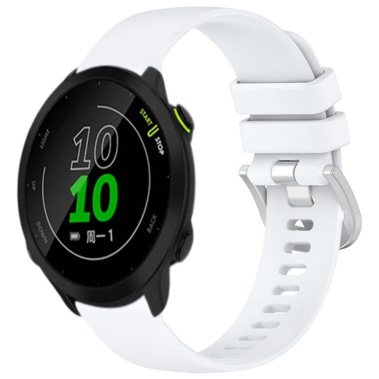 Liquid Glossy Silver Buckle Silicone Watch Band, For Garmin Vivomove Sport, For Garmin Venu 2 Plus, For Garmin Vivoactive3 / 3 Music, For Garmin Forerunner 158 / 55
