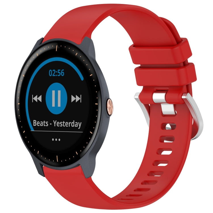 Liquid Glossy Silver Buckle Silicone Watch Band, For Garmin Vivomove Sport, For Garmin Venu 2 Plus, For Garmin Vivoactive3 / 3 Music, For Garmin Forerunner 158 / 55