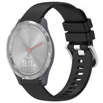 Liquid Glossy Silver Buckle Silicone Watch Band, For Garmin Vivoactive 4S, For Garmin Vivomove 3S