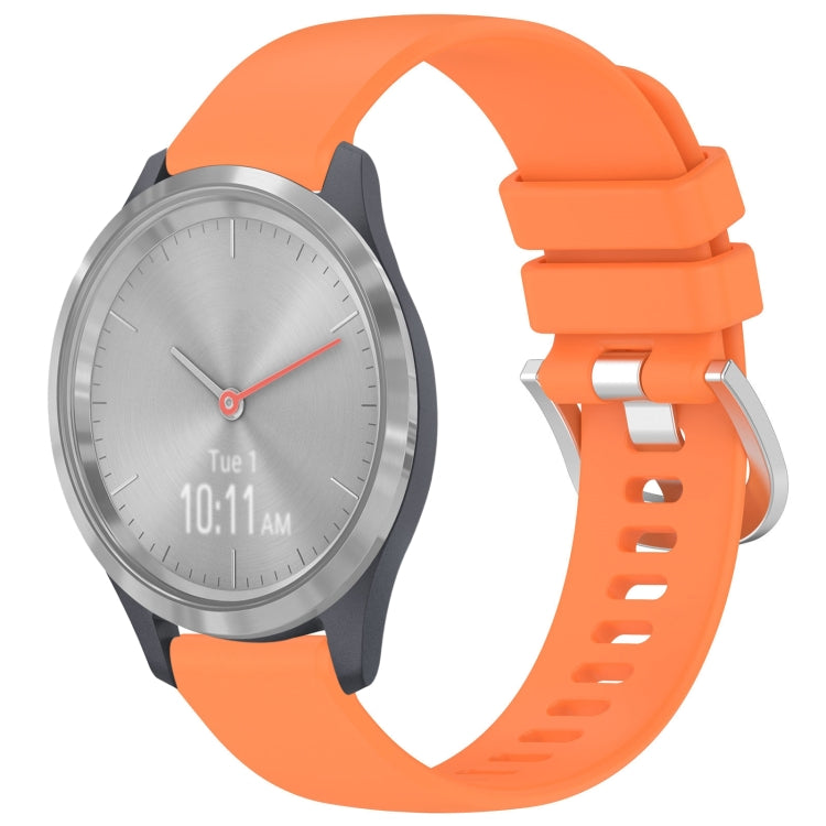 Liquid Glossy Silver Buckle Silicone Watch Band, For Garmin Vivoactive 4S, For Garmin Vivomove 3S