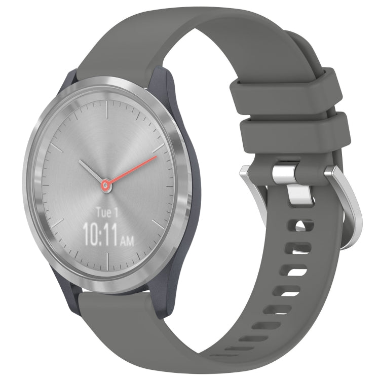 Liquid Glossy Silver Buckle Silicone Watch Band, For Garmin Vivoactive 4S, For Garmin Vivomove 3S