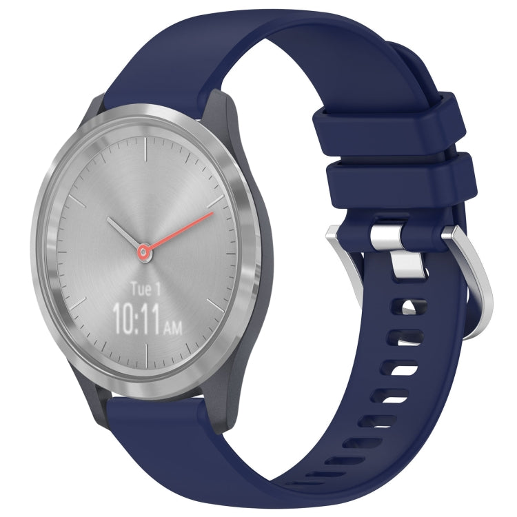 Liquid Glossy Silver Buckle Silicone Watch Band, For Garmin Vivoactive 4S, For Garmin Vivomove 3S
