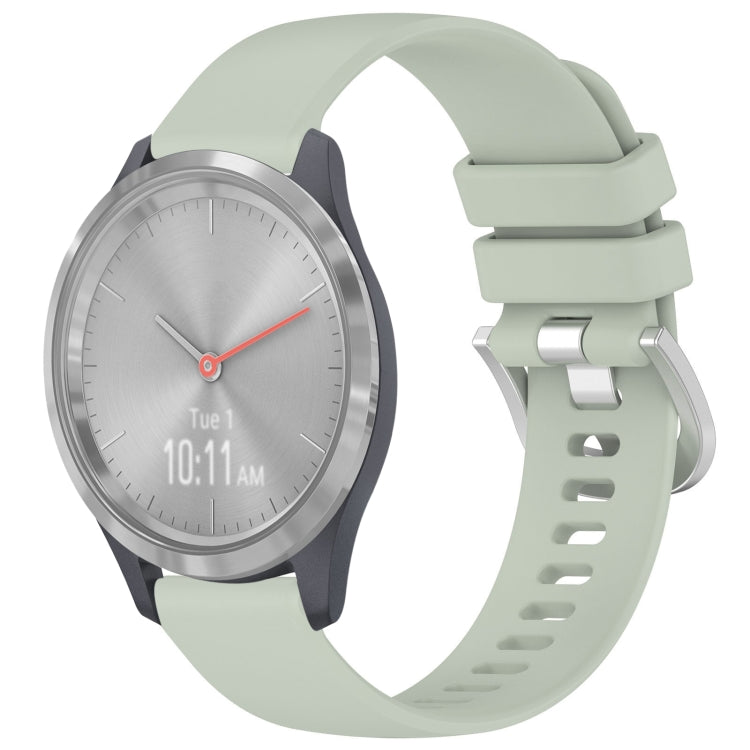 Liquid Glossy Silver Buckle Silicone Watch Band, For Garmin Vivoactive 4S, For Garmin Vivomove 3S