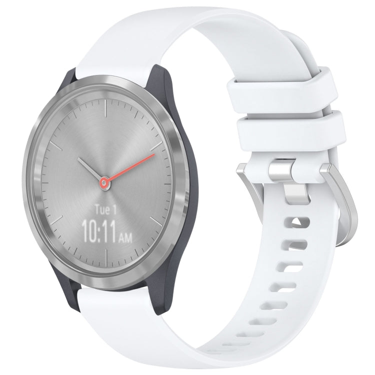 Liquid Glossy Silver Buckle Silicone Watch Band, For Garmin Vivoactive 4S, For Garmin Vivomove 3S
