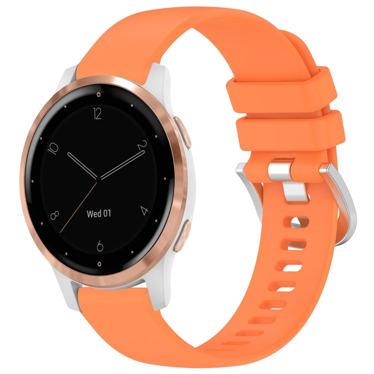 Liquid Glossy Silver Buckle Silicone Watch Band, For Garmin Vivoactive 4S, For Garmin Vivomove 3S