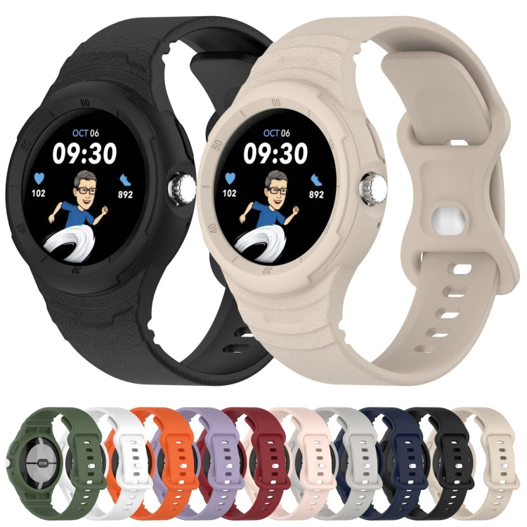 Leather Texture Silicone Integrated Watch Band, For Goolge  Pixel Watch 2