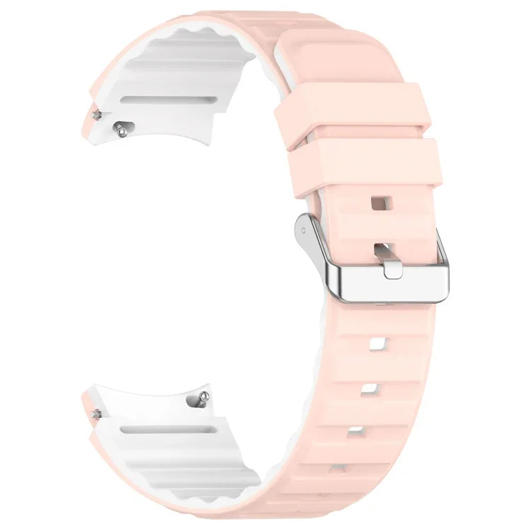 سوار ساعة سيليكون أفقي بلونين، لساعات Samsung Galaxy Watch 4، لساعات Samsung Galaxy Watch 4 Classic مقاس 46 مم، لساعات Samsung Galaxy Watch 3 مقاس 41 مم