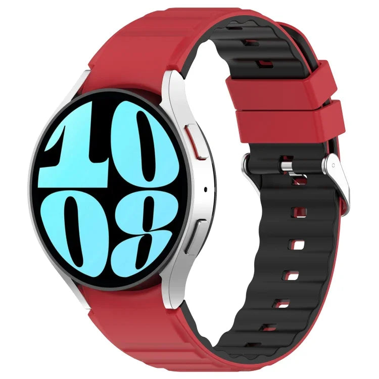 سوار ساعة سيليكون أفقي بلونين، لساعات Samsung Galaxy Watch 4، لساعات Samsung Galaxy Watch 4 Classic مقاس 46 مم، لساعات Samsung Galaxy Watch 3 مقاس 41 مم
