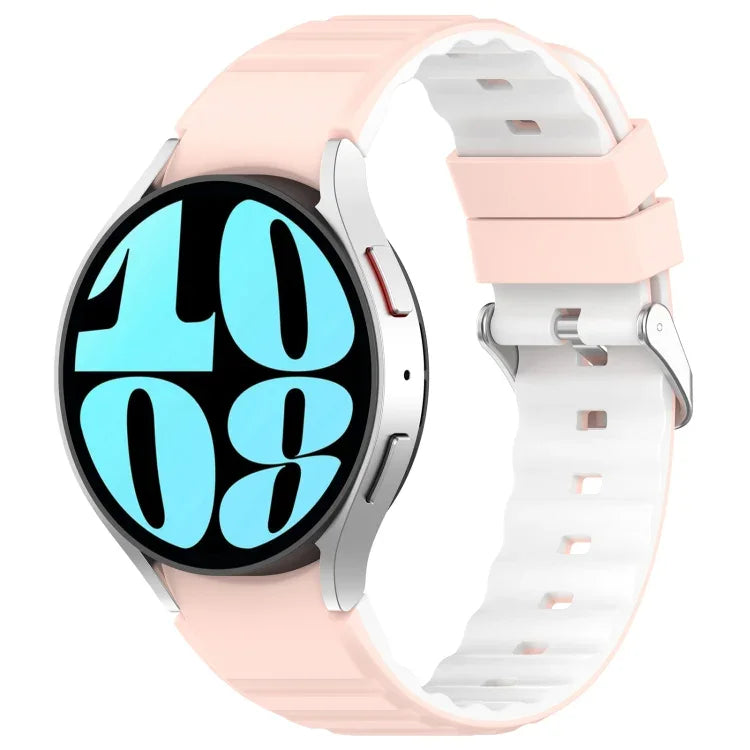 سوار ساعة سيليكون أفقي بلونين، لساعات Samsung Galaxy Watch 4، لساعات Samsung Galaxy Watch 4 Classic مقاس 46 مم، لساعات Samsung Galaxy Watch 3 مقاس 41 مم
