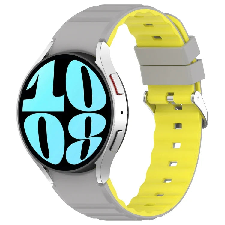 سوار ساعة سيليكون أفقي بلونين، لساعات Samsung Galaxy Watch 4، لساعات Samsung Galaxy Watch 4 Classic مقاس 46 مم، لساعات Samsung Galaxy Watch 3 مقاس 41 مم