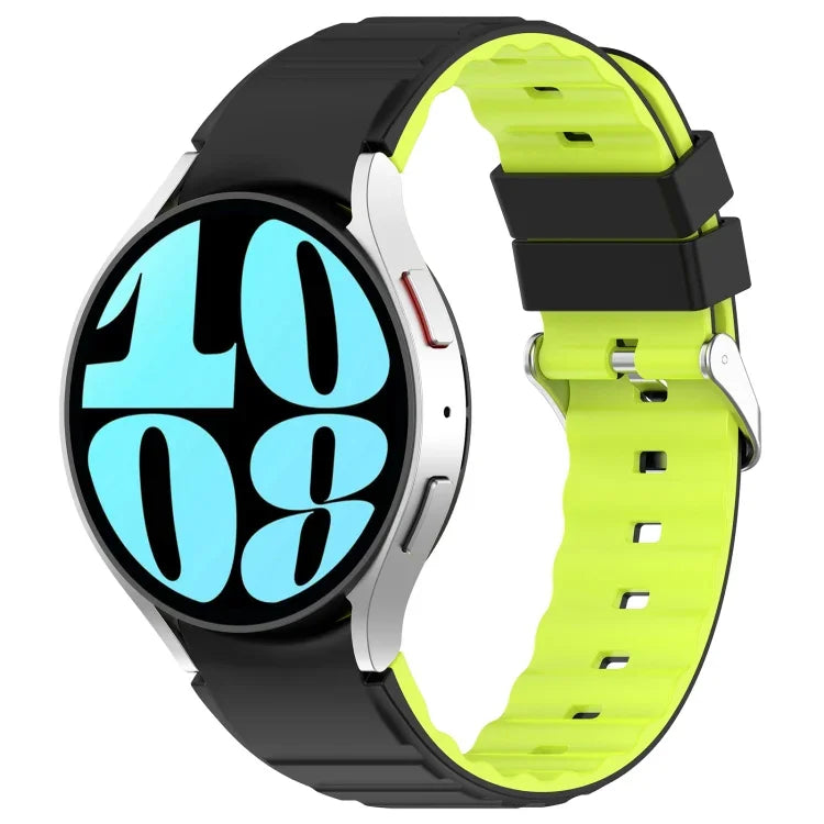 سوار ساعة سيليكون أفقي بلونين، لساعات Samsung Galaxy Watch 4، لساعات Samsung Galaxy Watch 4 Classic مقاس 46 مم، لساعات Samsung Galaxy Watch 3 مقاس 41 مم