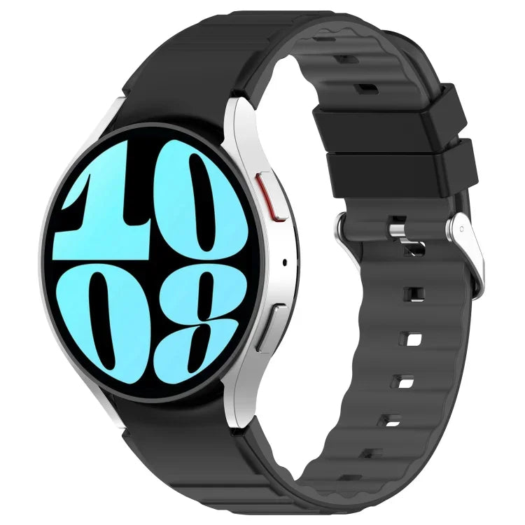 سوار ساعة سيليكون أفقي بلونين، لساعات Samsung Galaxy Watch 4، لساعات Samsung Galaxy Watch 4 Classic مقاس 46 مم، لساعات Samsung Galaxy Watch 3 مقاس 41 مم