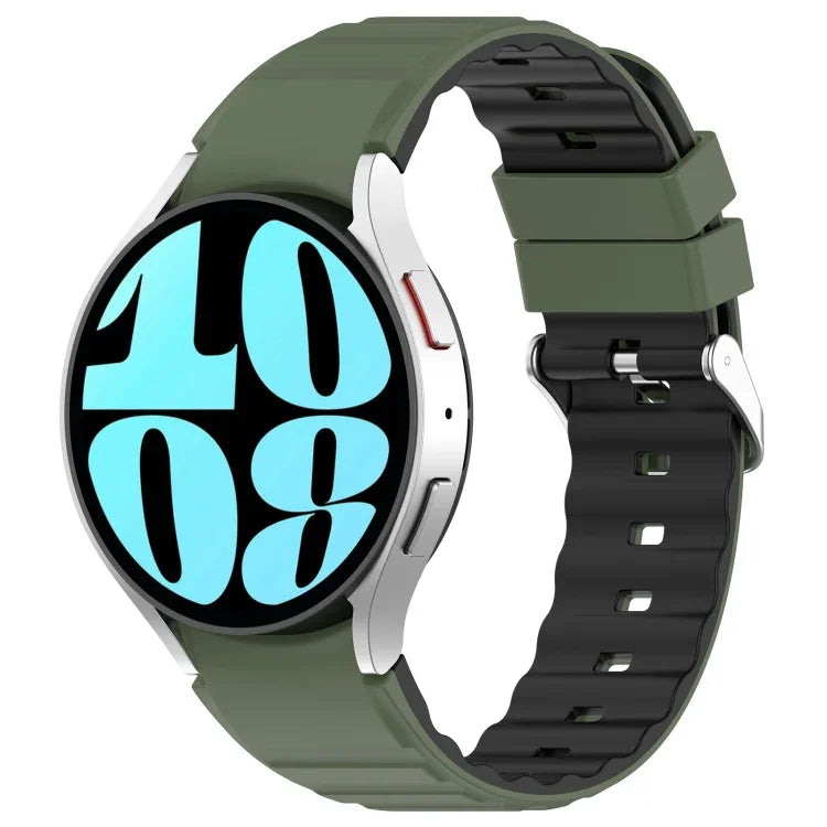 سوار ساعة سيليكون أفقي بلونين، لساعات Samsung Galaxy Watch 4، لساعات Samsung Galaxy Watch 4 Classic مقاس 46 مم، لساعات Samsung Galaxy Watch 3 مقاس 41 مم