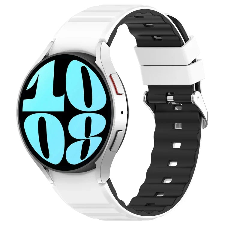 سوار ساعة سيليكون أفقي بلونين، لساعات Samsung Galaxy Watch 4، لساعات Samsung Galaxy Watch 4 Classic مقاس 46 مم، لساعات Samsung Galaxy Watch 3 مقاس 41 مم