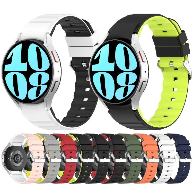 سوار ساعة سيليكون أفقي بلونين، لساعات Samsung Galaxy Watch 4، لساعات Samsung Galaxy Watch 4 Classic مقاس 46 مم، لساعات Samsung Galaxy Watch 3 مقاس 41 مم