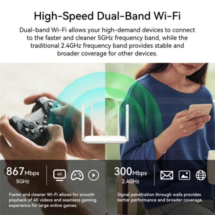 مكرر راوتر لاسلكي LB-LINK WR1300H مع منفذ جيجابت كامل بسرعة 1200M ثنائي النطاق 5G