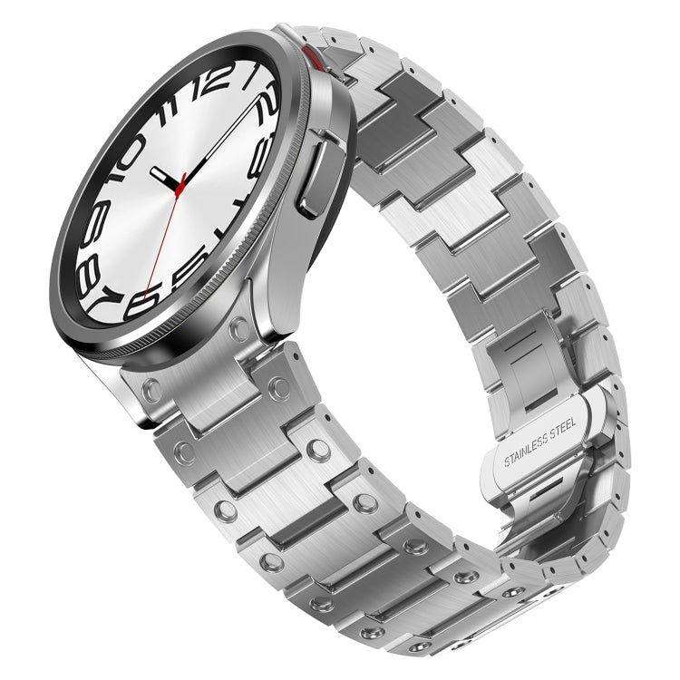 Dual Circle Curved Connection Stainless Steel Watch Band, For Samsung Galaxy Watch6 Classic 43 / 47mm, For Samsung Galaxy Watch 6 40 / 44mm, For Samsung Galaxy Watch 5 40 / 44mm, For Samsung Galaxy Watch 5 Pro, For Samsung Galaxy Watch 4 40 / 44mm     ...