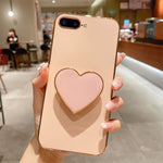 غطاء هاتف TPU مع حامل قلب محبب مطلي بالكهرباء، لأيفون 7 بلس / 8 بلس