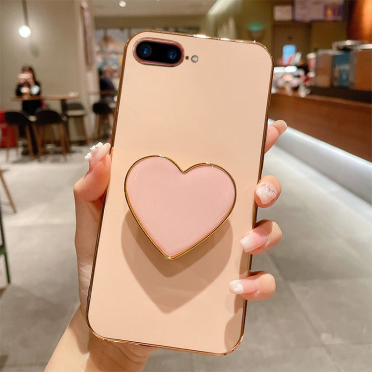غطاء هاتف TPU مع حامل قلب محبب مطلي بالكهرباء، لأيفون 7 بلس / 8 بلس