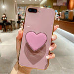 غطاء هاتف TPU مع حامل قلب محبب مطلي بالكهرباء، لأيفون 7 بلس / 8 بلس