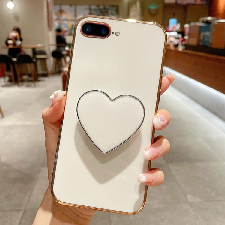 غطاء هاتف TPU مع حامل قلب محبب مطلي بالكهرباء، لأيفون 7 بلس / 8 بلس