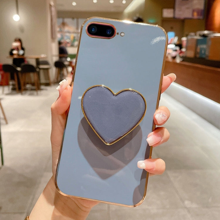 غطاء هاتف TPU مع حامل قلب محبب مطلي بالكهرباء، لأيفون 7 بلس / 8 بلس