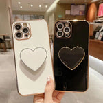 غطاء هاتف TPU مع حامل قلب محبب مطلي بالكهرباء، لأيفون 7 بلس / 8 بلس