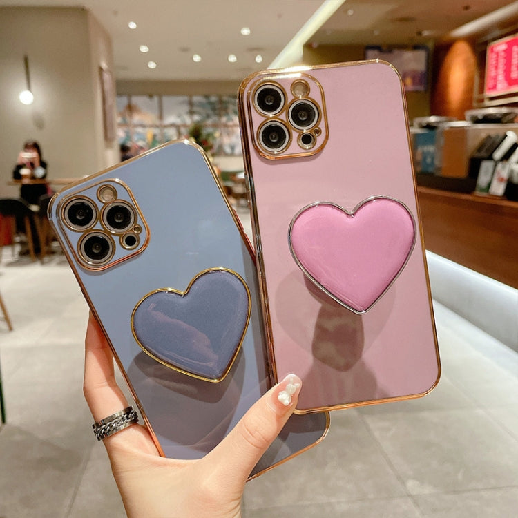غطاء هاتف TPU مع حامل قلب محبب مطلي بالكهرباء، لأيفون 7 بلس / 8 بلس